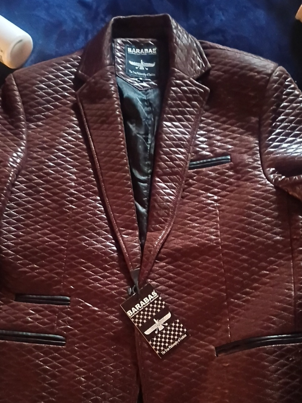 BARABAS Men's Quilted Wine Sport Coat